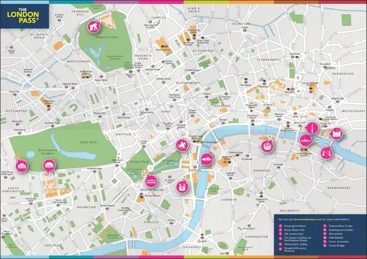 London Pass Attraktionen Karte